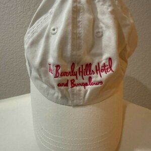 The Beverly Hills Hotel & Bungalows Pink & White Embroidered Hat